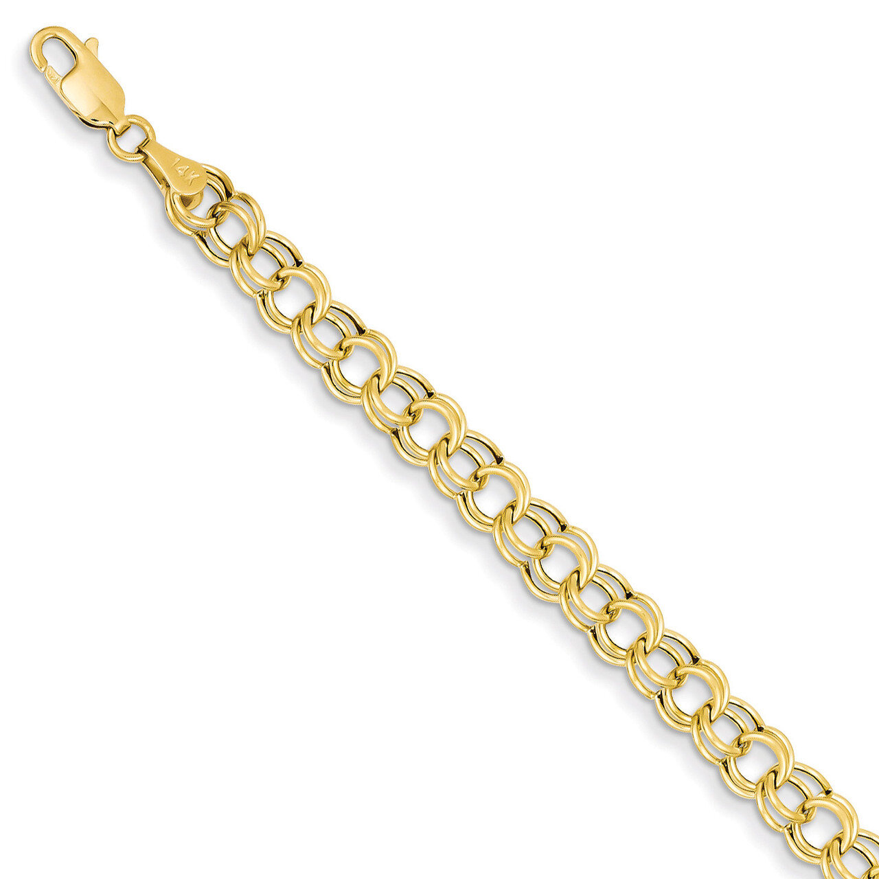 Hollow Double Link Charm Bracelet 7 Inch 14k Gold DO541-7