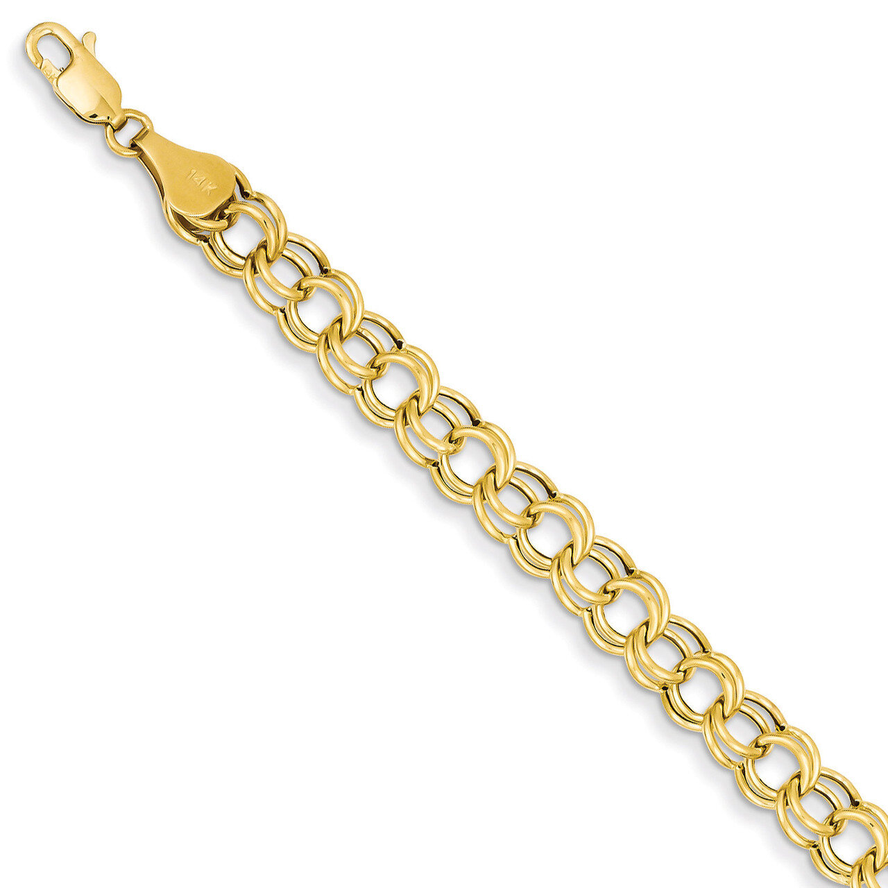 Hollow Double Link Charm Bracelet 7 Inch 14k Gold DO542-7