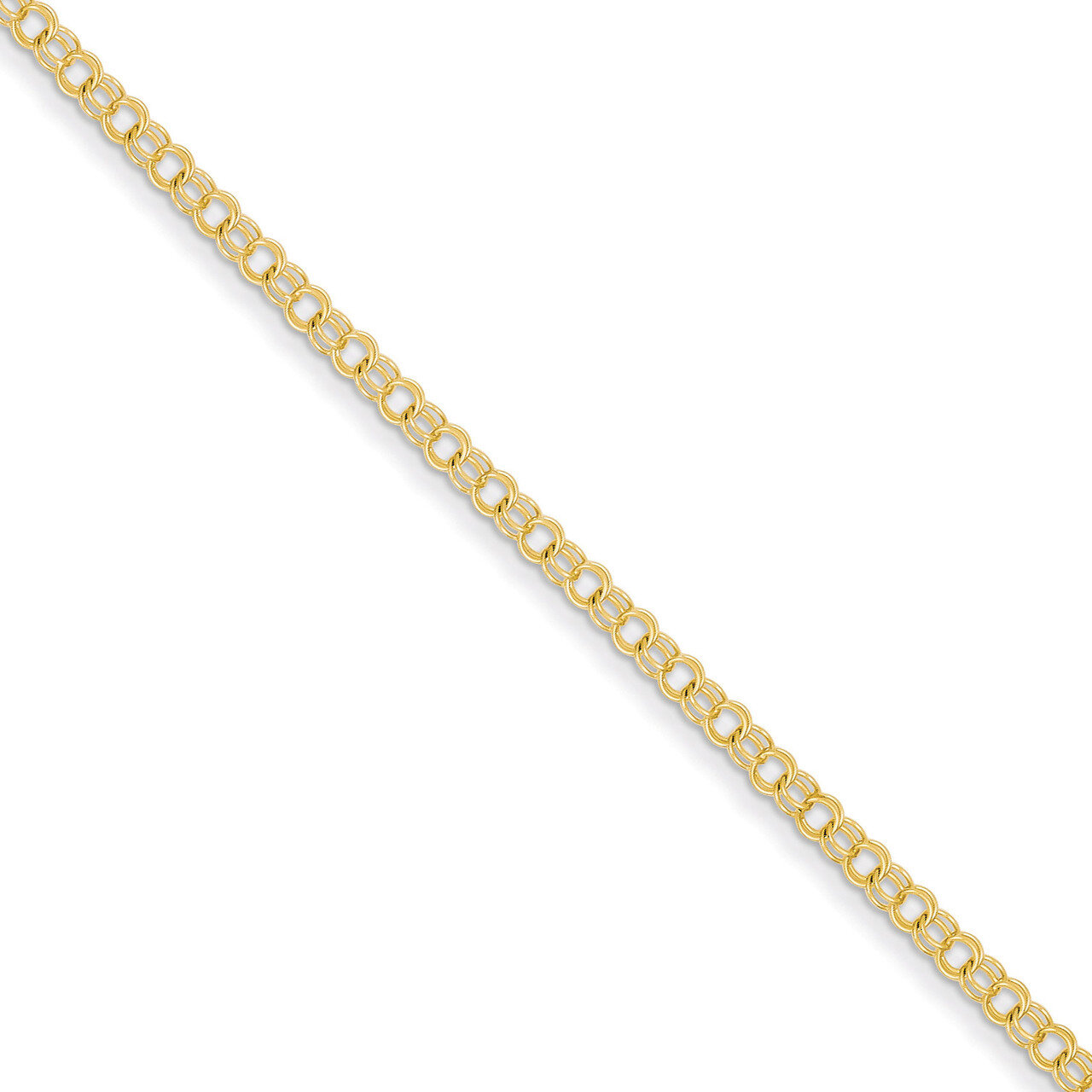 3mm Solid Double Link Charm Bracelet 7 Inch 14k Gold DO553-7