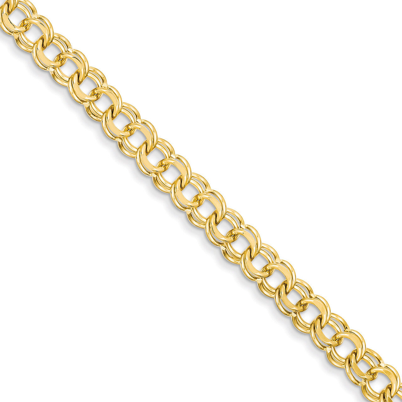 7in 6.5mm Solid Double Link Charm Bracelet 7 Inch 14k Gold DOH18-7