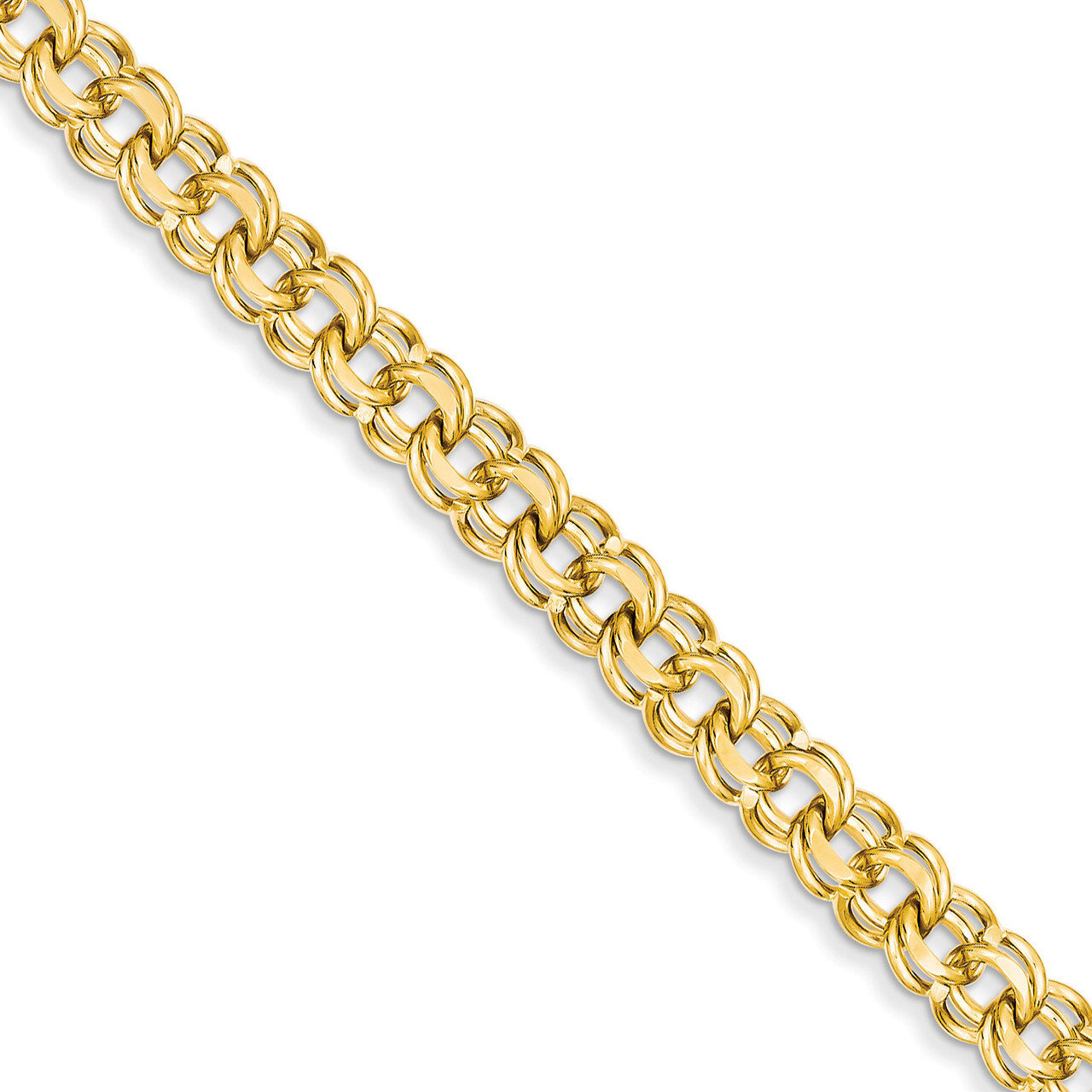 8in 7.5mm Solid Double Link Charm Bracelet 8 Inch 14k Gold DOH19-8