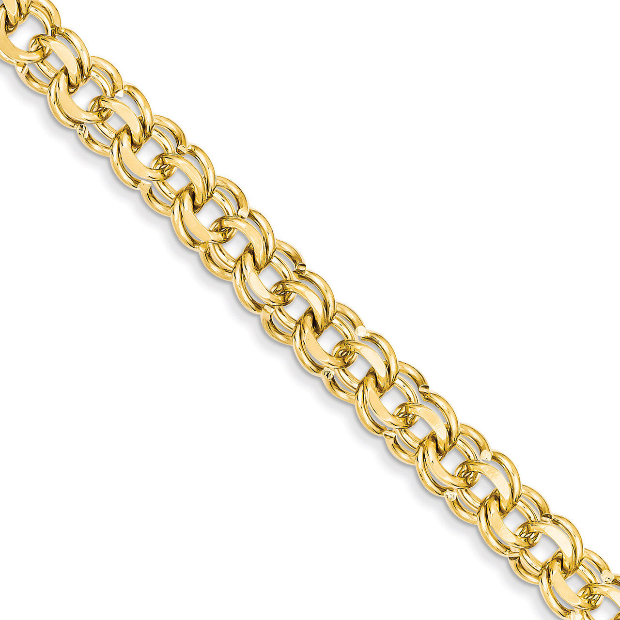 8in 8.5mm Solid Double Link Charm Bracelet 8 Inch 14k Gold DOH20-8