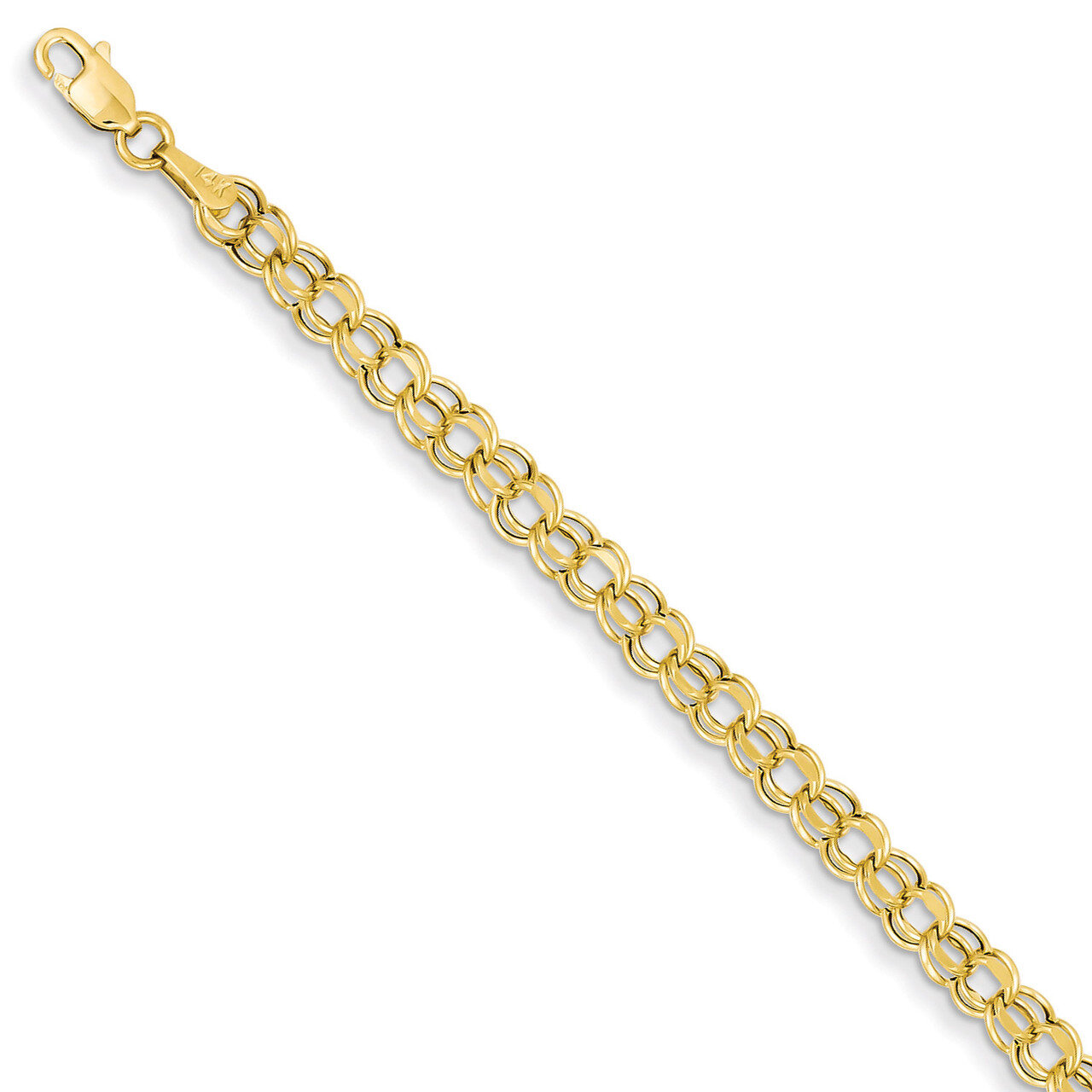 7in 4.5mm Hollow Double Link Charm Bracelet 7 Inch 14k Gold DOH21-7