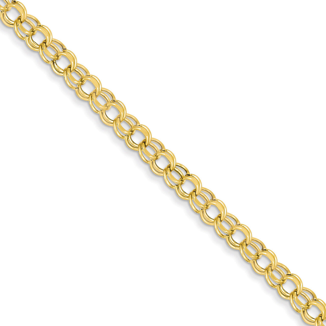 7in 5.5mm Hollow Double Link Charm Bracelet 7 Inch 14k Gold DOH22-7