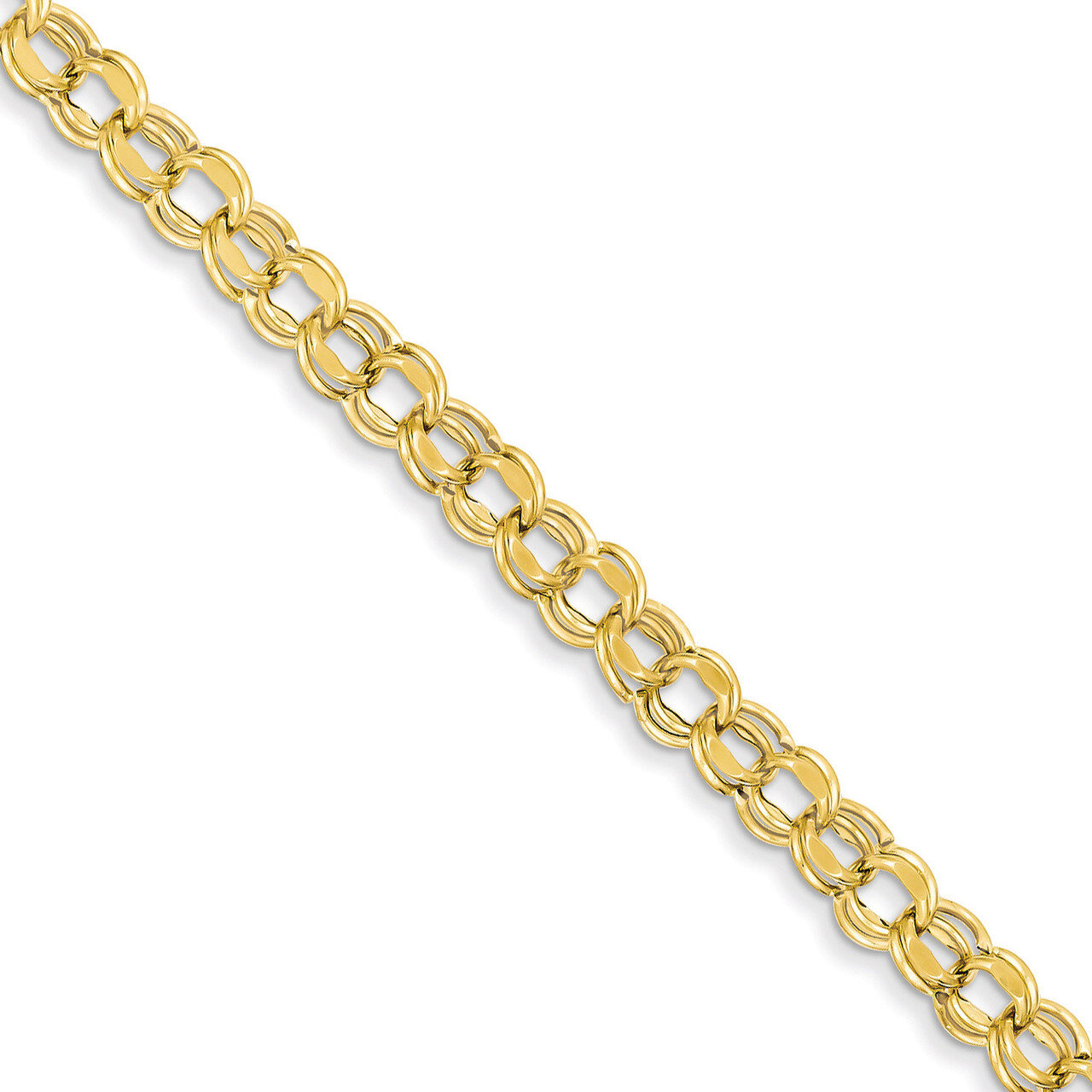 7in 6.5mm Hollow Double Link Charm Bracelet 7 Inch 14k Gold DOH23-7