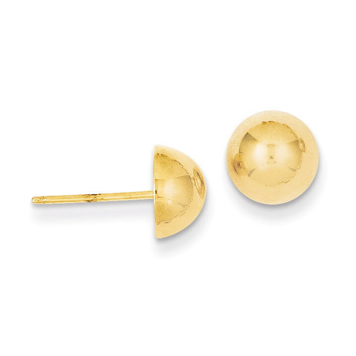 8mm Half Ball Post Earrings 14k Gold Polished E1033, MPN: E1033, 658226124187