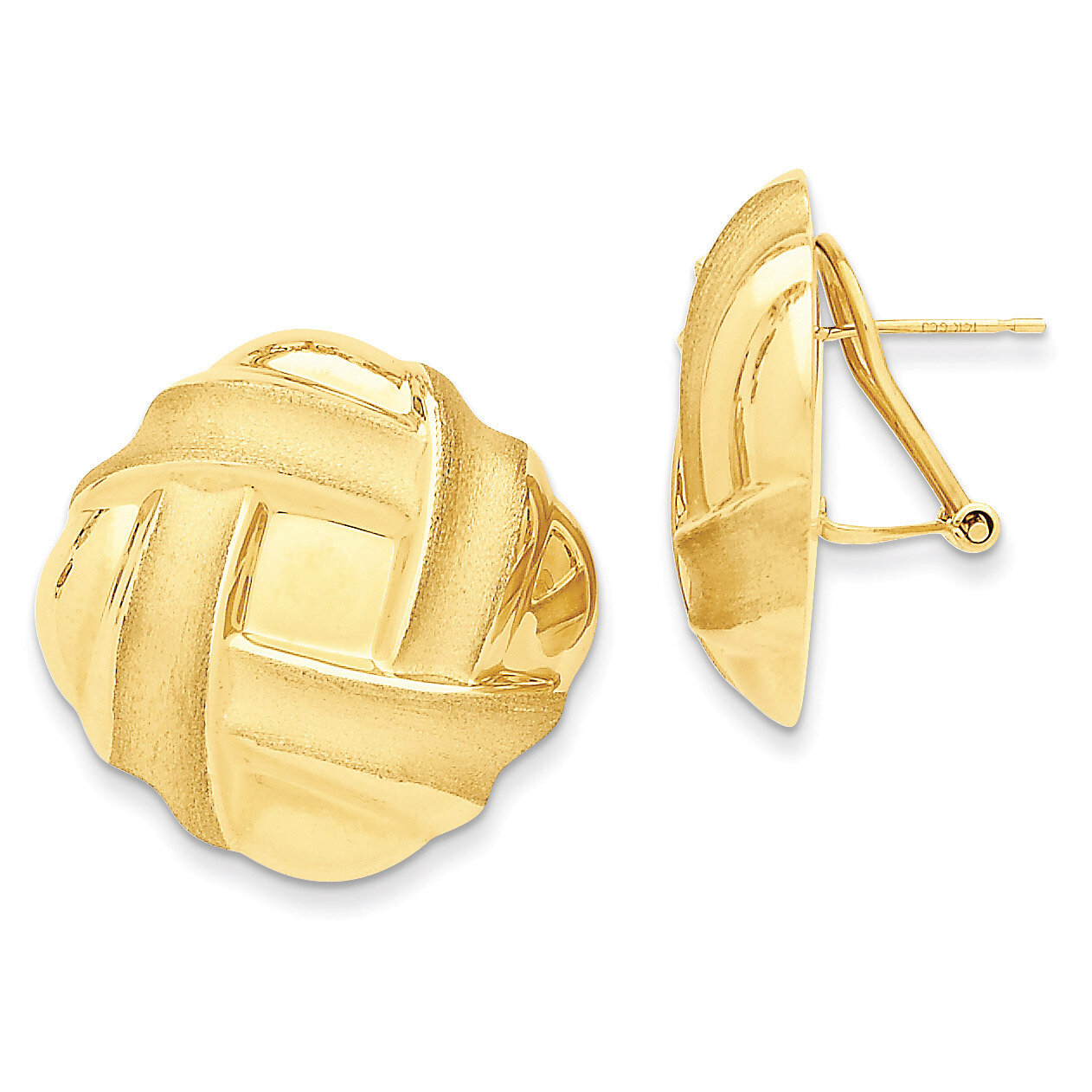 Omega Back Post Earrings 14k Gold Polished &amp; Satin E564, MPN: E564, 886774162027