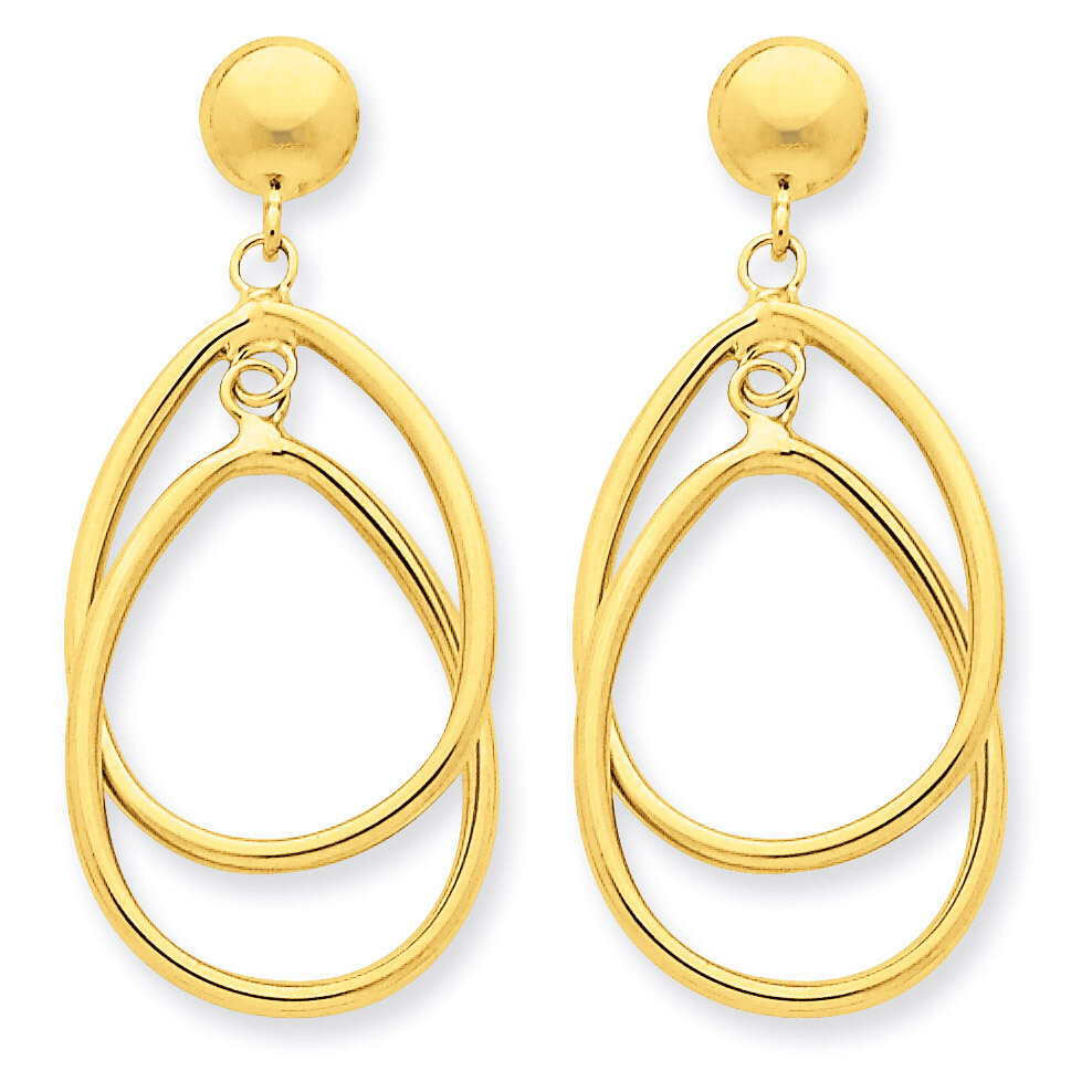 Oval Dangle Earrings 14k Gold Polished E780, MPN: E780, 191101179921