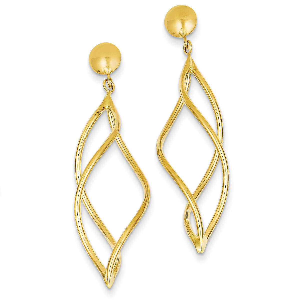 Curved Tube Dangle Earrings 14k Gold E965, MPN: E965, 191101179969