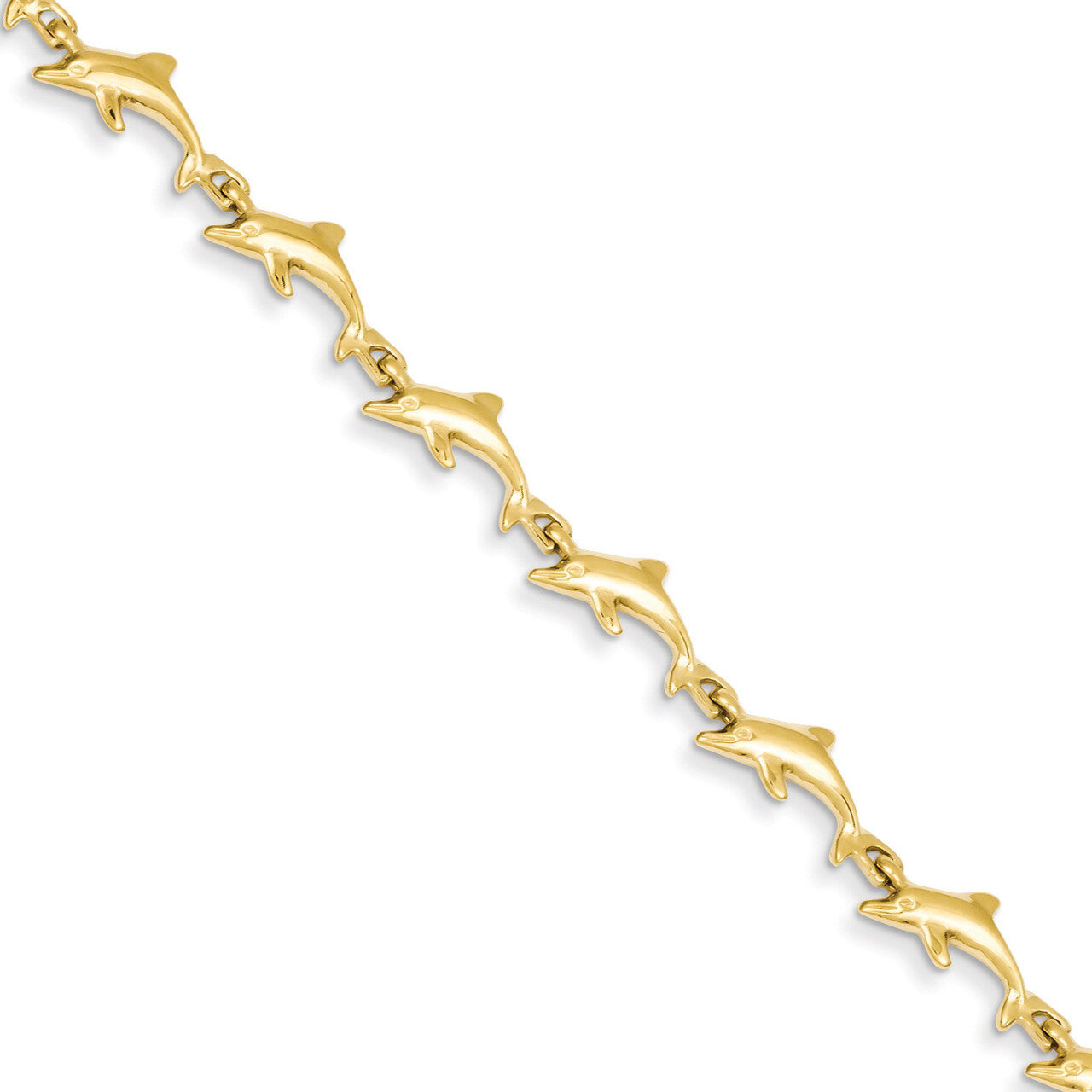 Dolphin Bracelet 7 Inch 14k Gold FB1240-7
