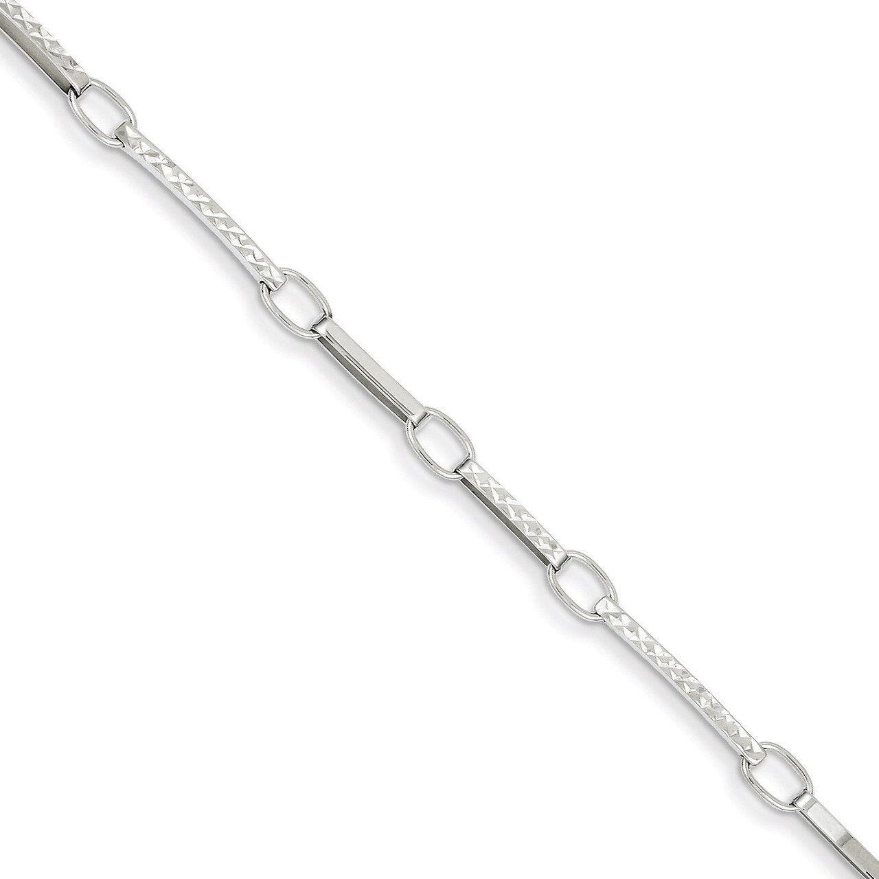 Polished and Textured Fancy Link Bracelet 7.25 Inch 14k White Gold FB1335-7.25