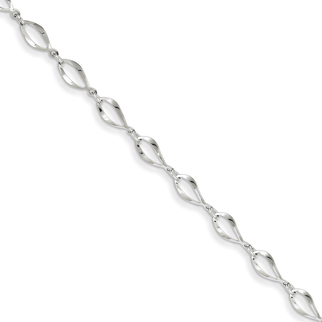 Polished Fancy Link Bracelet 7.25 Inch 14k White Gold FB1340-7.25