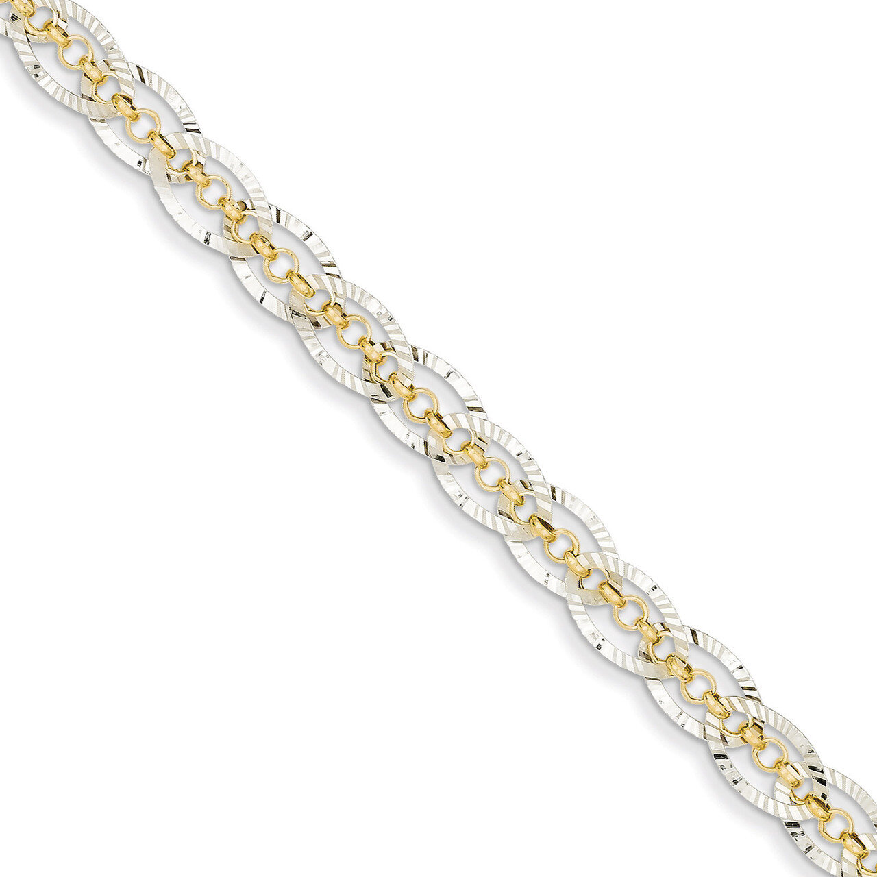 Chain Weave with Oval Links Bracelet 7.25 Inch 14k Gold Diamond-cut FB1352-7.25