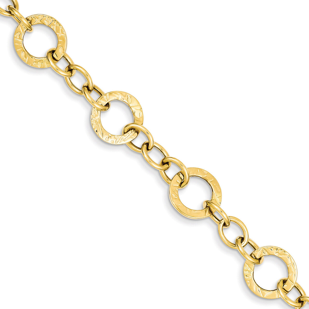 Fancy Link Bracelet 7.25 Inch 14k Gold Polished and Textured FB1396-7.25
