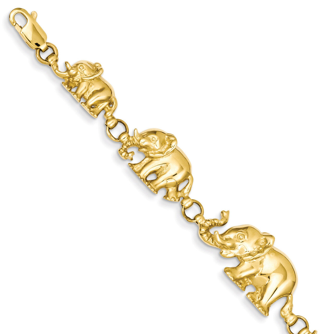 Graduated Elephant Bracelet 7 Inch 14k Gold FB372-7