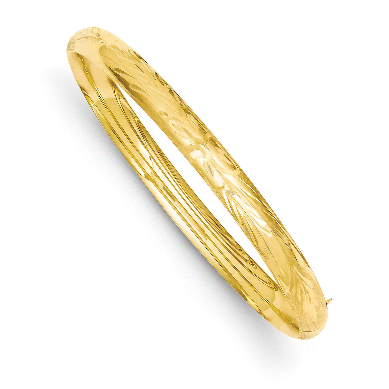 4/16 Florentine Engraved Hinged Bangle Bracelet 14k Gold FE4/16