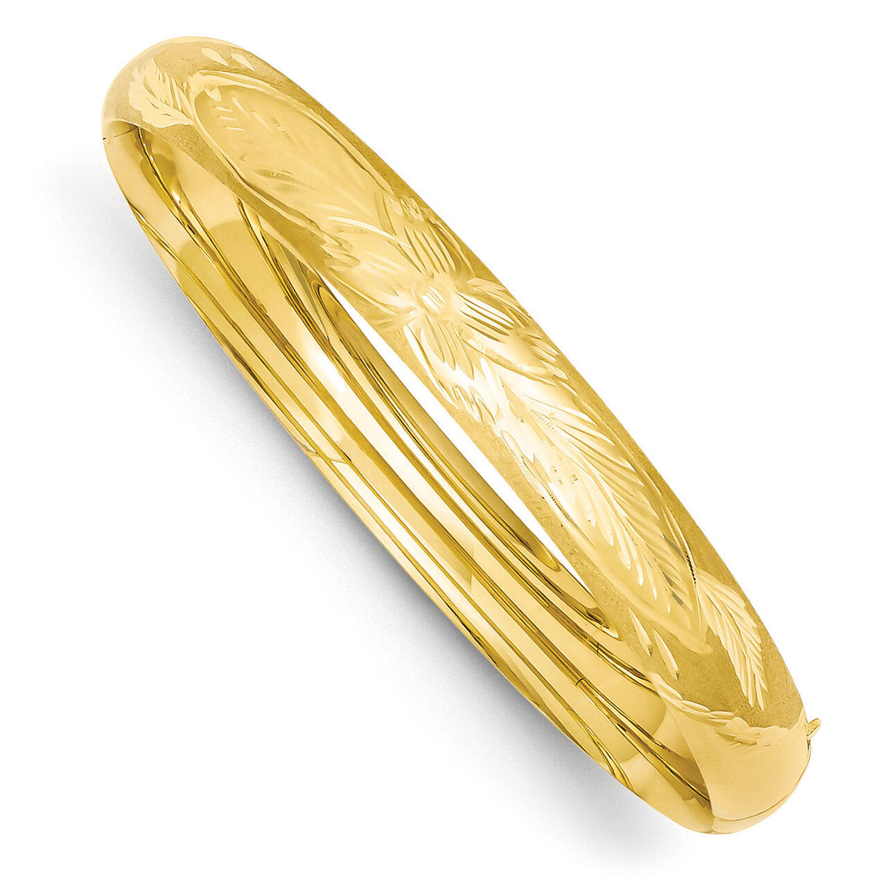 5/16 Florentine Engraved Hinged Bangle Bracelet 14k Gold FE5/16