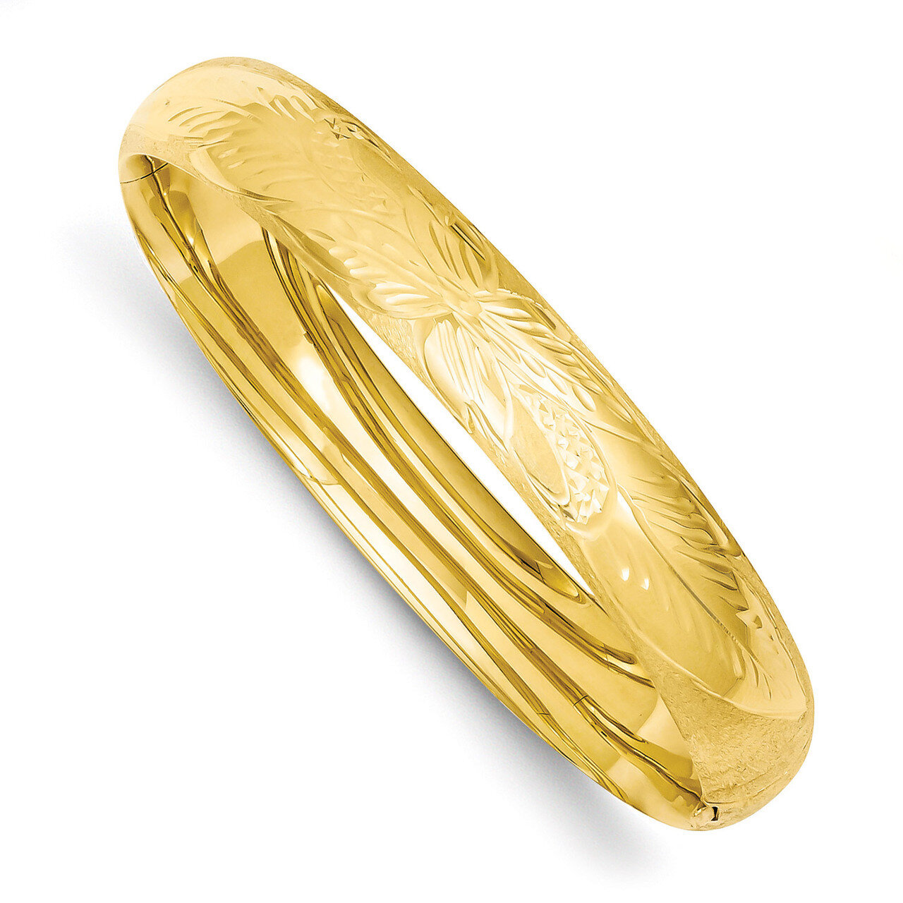 7/16 Florentine Engraved Hinged Bangle Bracelet 14k Gold FE7/16
