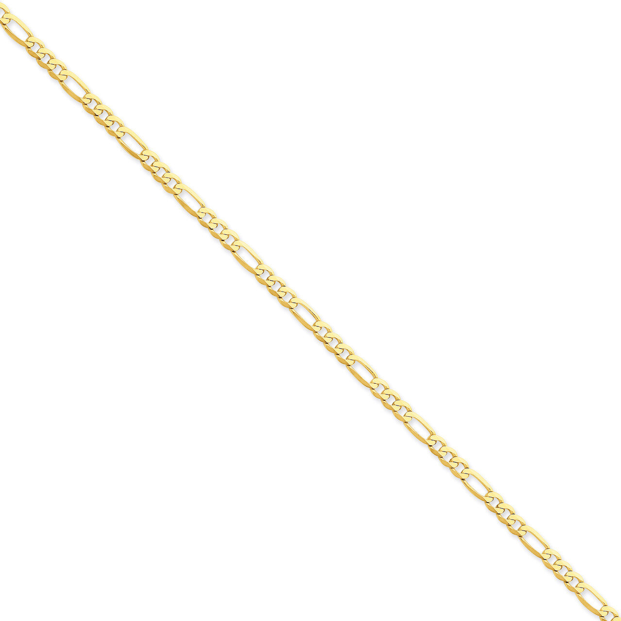 4mm Flat Figaro Chain 24 Inch 14k Gold FFL100-24, MPN: FFL100-24, 886774416403