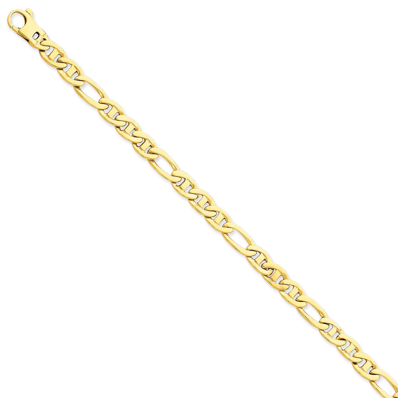 6.5mm Solid Hand-Polished 3 & 1 Flat Anchor Chain 18 Inch 14k Gold FL438-18