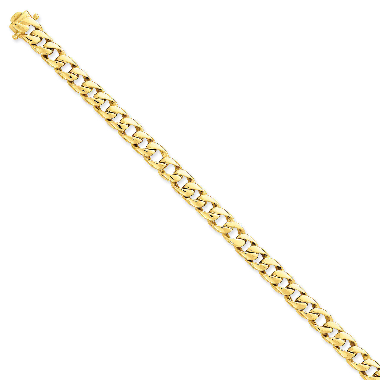 7.75mm 8.5in Solid Hand-Polished Curb Link Bracelet 8.5 Inch 14k Gold FL445-8.5