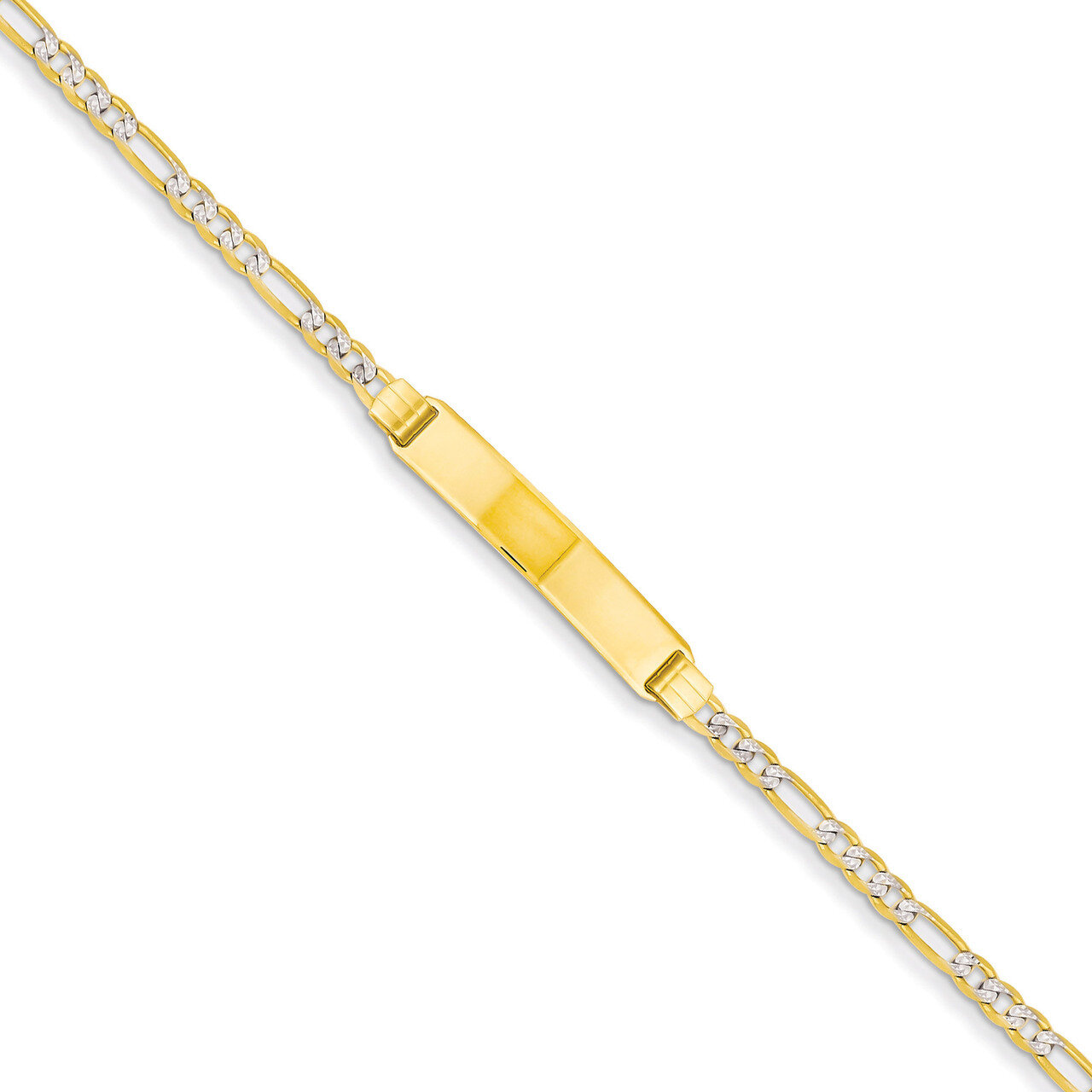 Pave Figaro ID Bracelet 7 Inch 14k Gold FW080ID-7