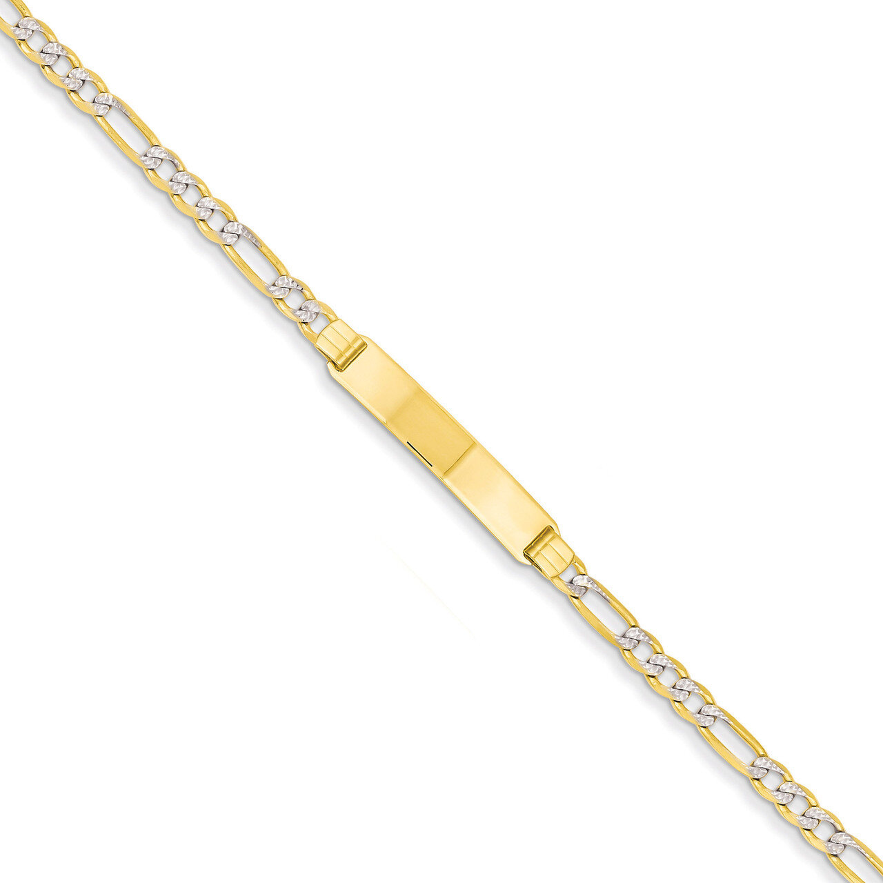 Pave Figaro ID Bracelet 7 Inch 14k Gold FW100ID-7
