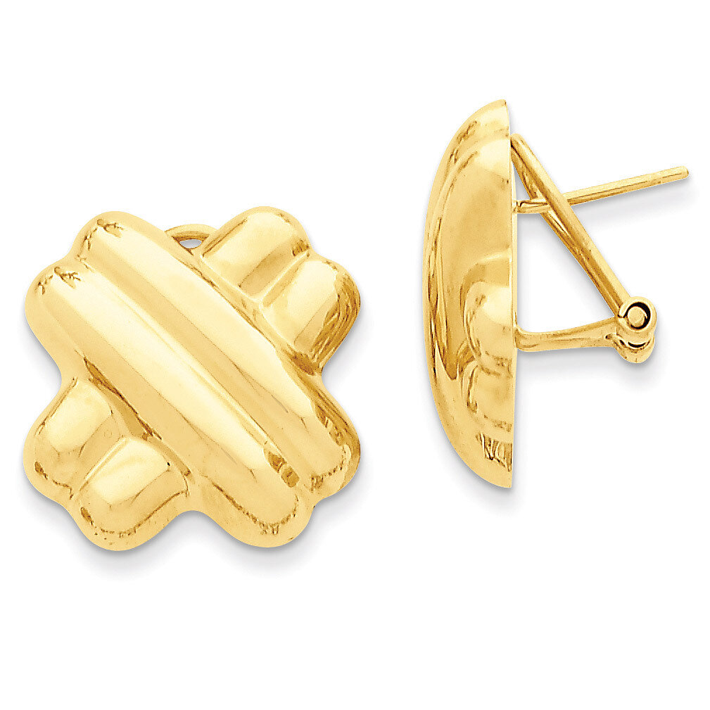 X Omega Back Post Earrings 14k Gold Polished H364, MPN: H364, 886774162256