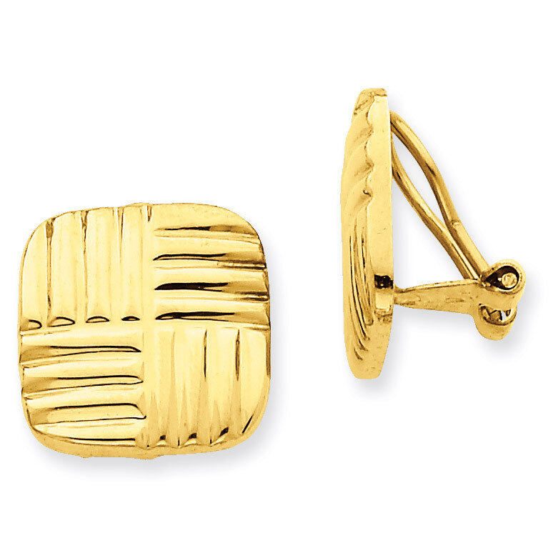 Non-pierced Basket weave Earrings 14k Gold H638