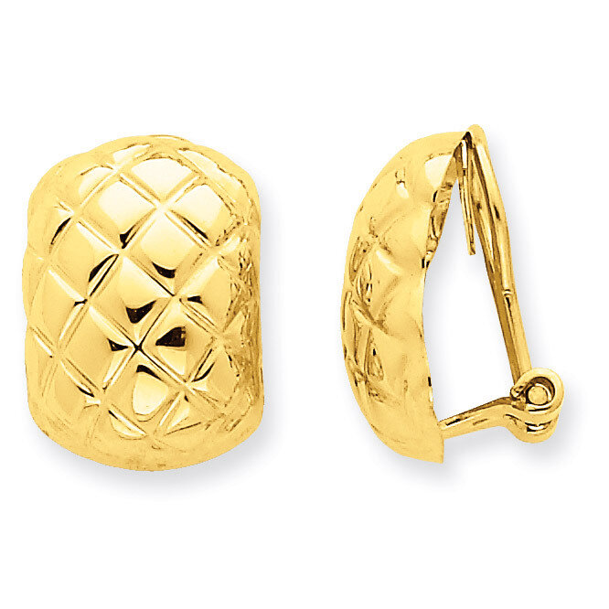 Quilted Non-pierced Omega Back Earrings 14k Gold Polished H738, MPN: H738, 658226127508
