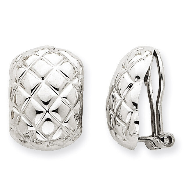 Polished Quilted Non-pierced Omega Back Earrings 14k White Gold H739, MPN: H739, 658226127522