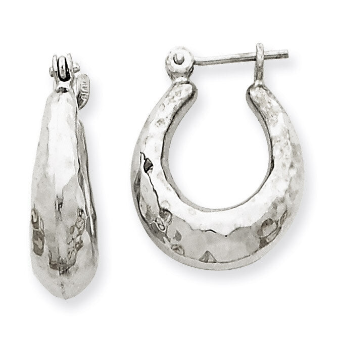 Hammered Hoop Earrings 14k White Gold H750, MPN: H750, 658226125399