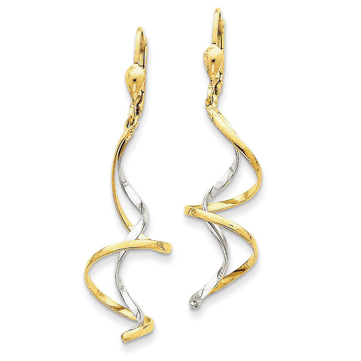 Spiral Dangle Earrings 14k Two-Tone Gold H817