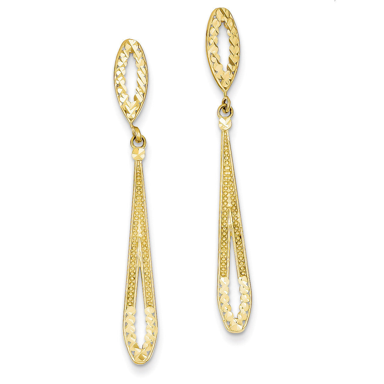 Dangle Post Earrings 14k Gold Diamond-cut H839
