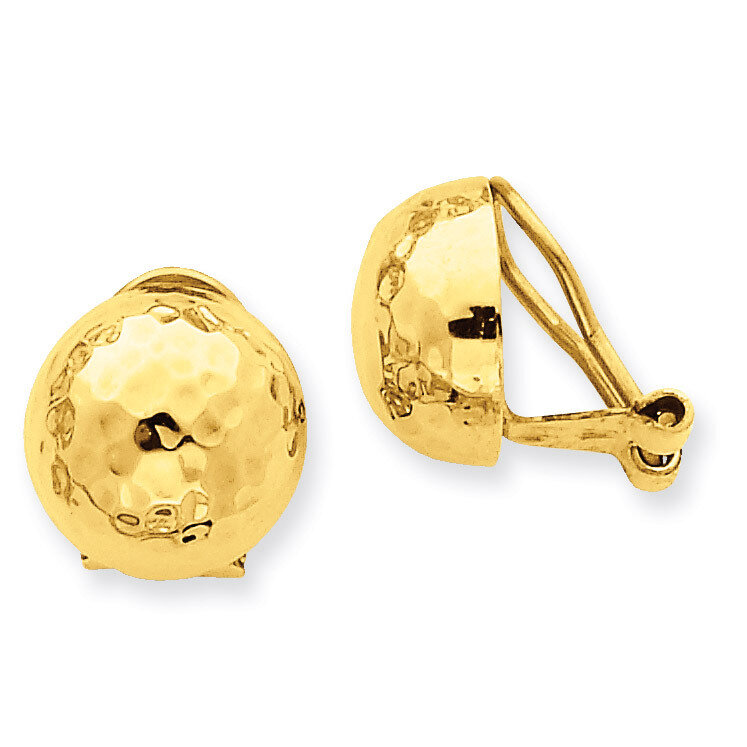 Omega Clip 12mm Hammered Non-pierced Earrings 14k Gold H892, MPN: H892, 658226125696
