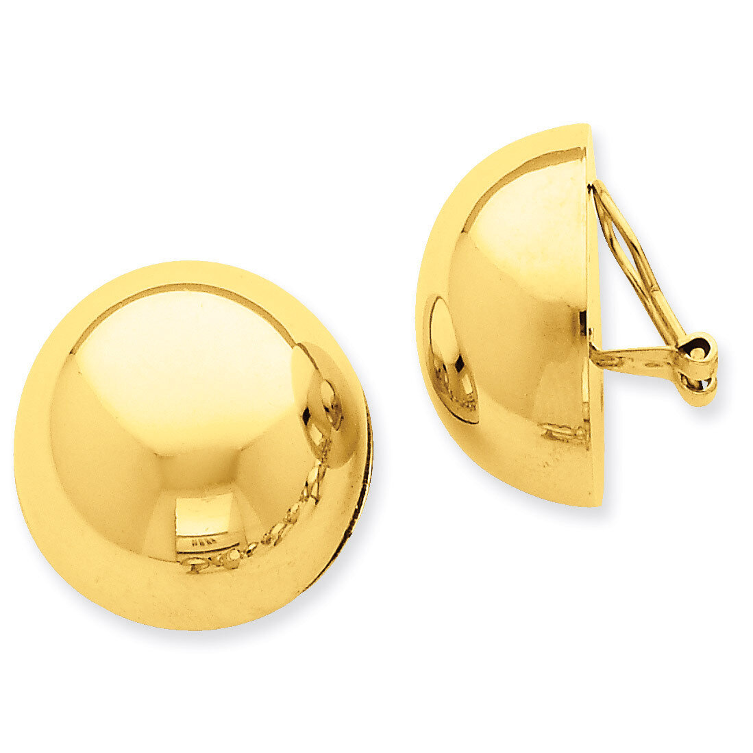 Omega Clip 24mm Half Ball Non-pierced Earrings 14k Gold H895, MPN: H895, 658226125566