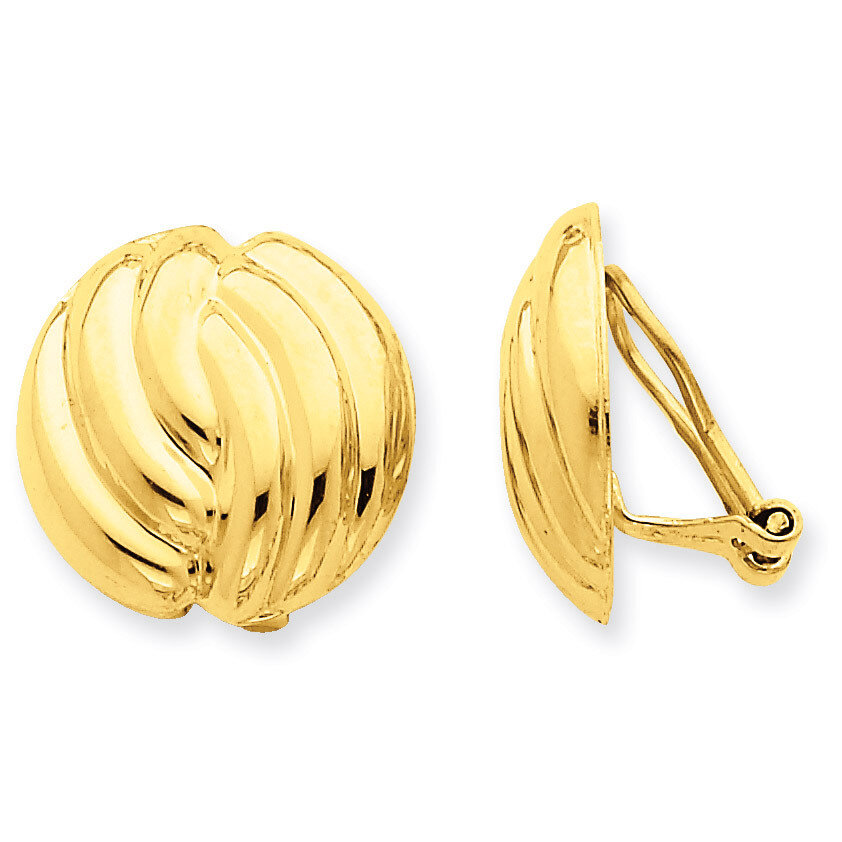 Omega Clip Polished Non-pierced Earrings 14k Gold H914
