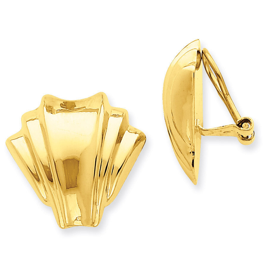 Omega Clip Polished Non-pierced Earrings 14k Gold H916