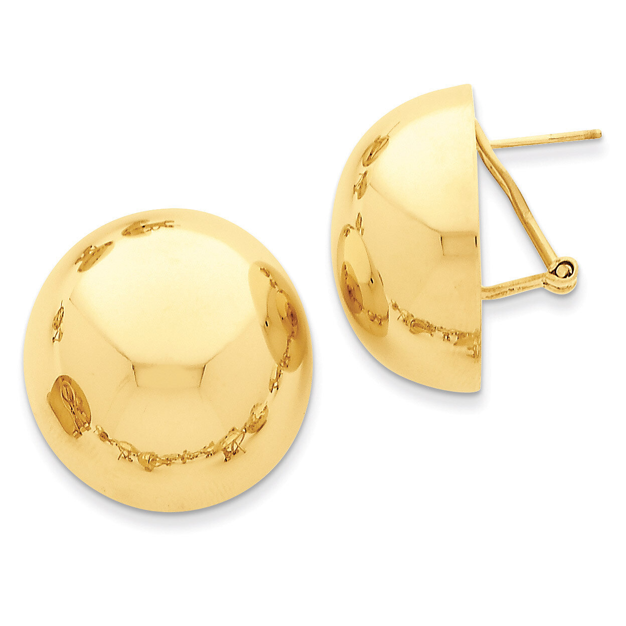 Omega Clip 24mm Half Ball Earrings 14k Gold H918, MPN: H918, 658226124323
