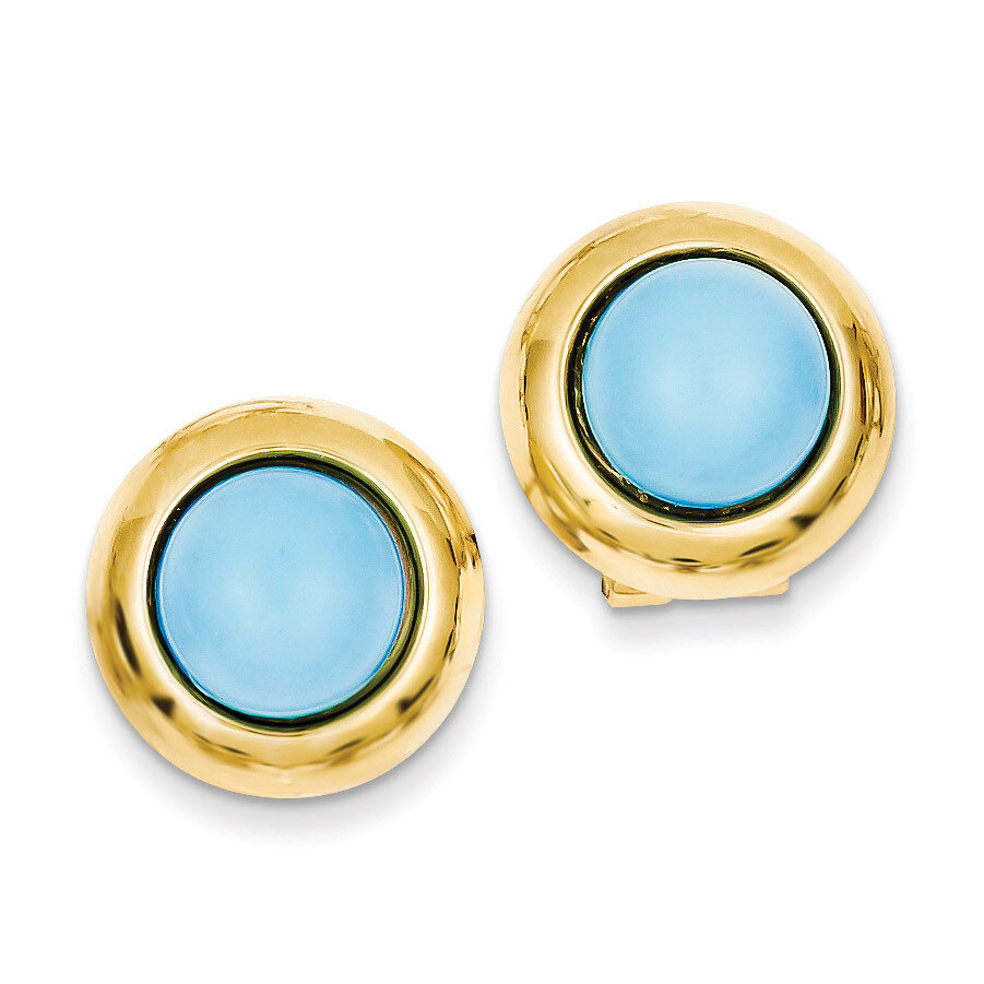 Omega Clip Reconstituted Turquoise Earrings 14k Gold H927