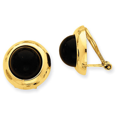 Omega Clip Onyx Non-pierced Earrings 14k Gold H938, MPN: H938, 658226126235