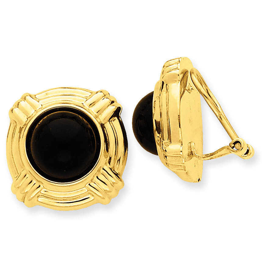 Omega Clip Onyx Non-pierced Earrings 14k Gold H942, MPN: H942, 658226126310