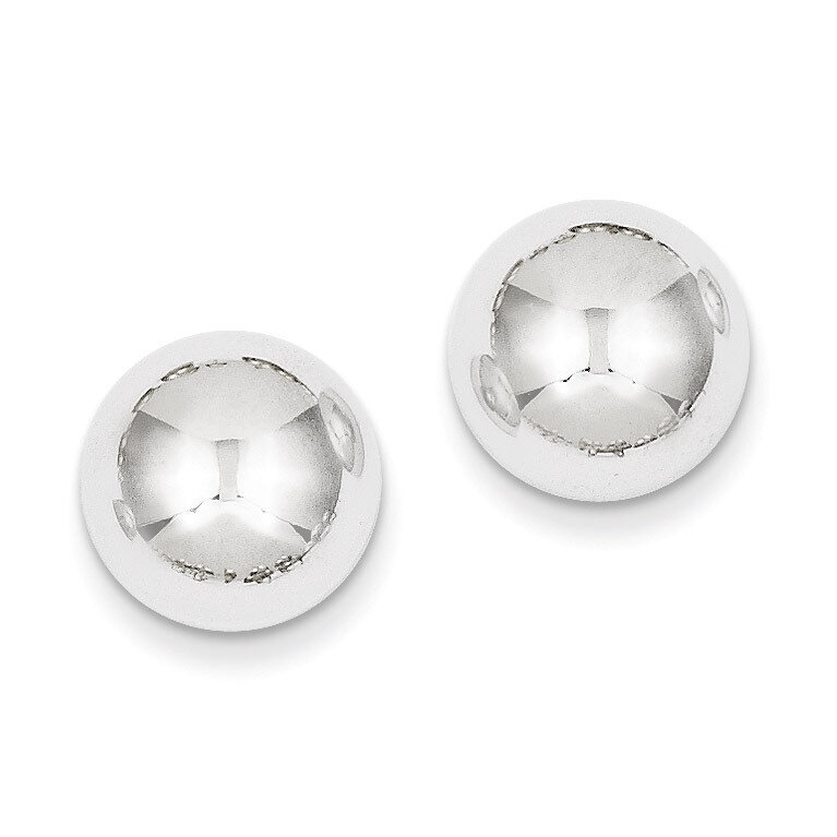12mm Half Ball Post Earrings 14k White Gold H970, MPN: H970, 658226125214