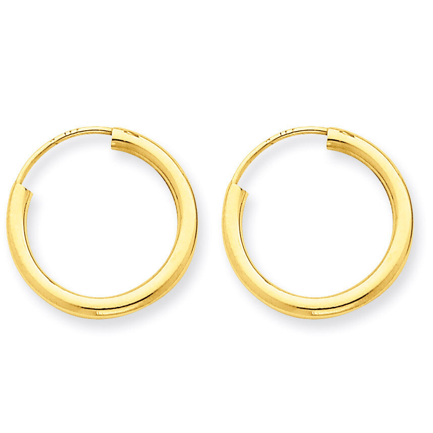 Round Endless 2mm Hoop Earrings 14k Gold Polished H978