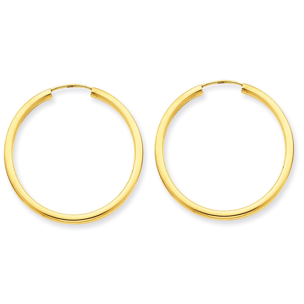 Round Endless 2mm Hoop Earrings 14k Gold Polished H981