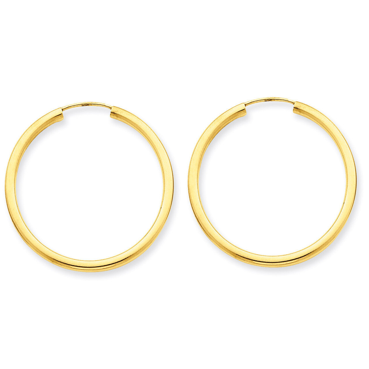 Round Endless 2mm Hoop Earrings 14k Gold Polished H981, MPN: H981, 883957900759