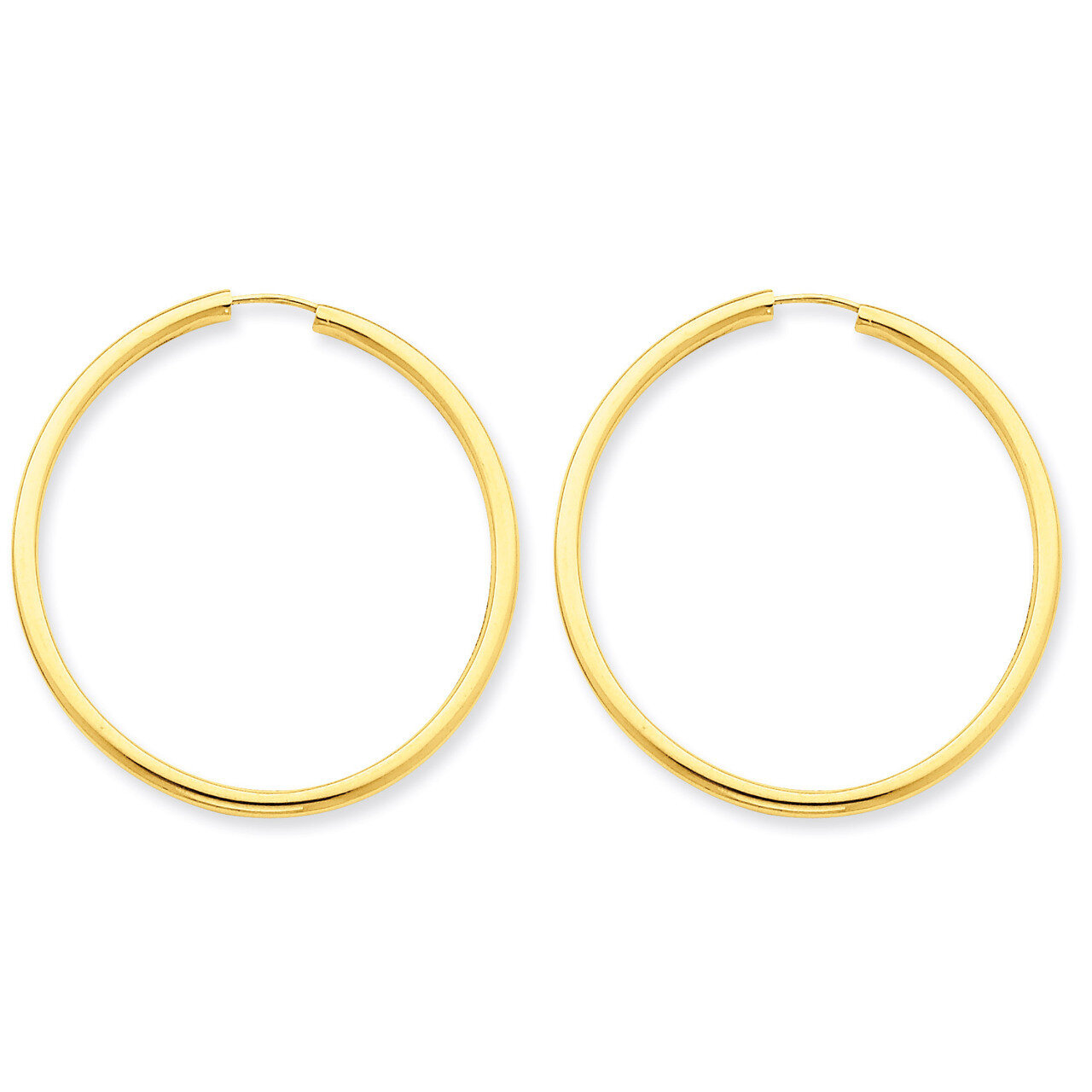 Round Endless 2mm Hoop Earrings 14k Gold Polished H983