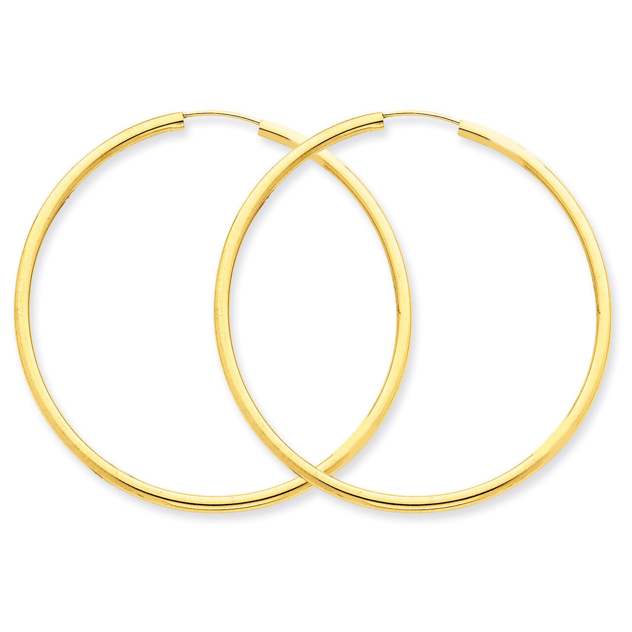 Round Endless 2mm Hoop Earrings 14k Gold Polished H985, MPN: H985, 883957900797