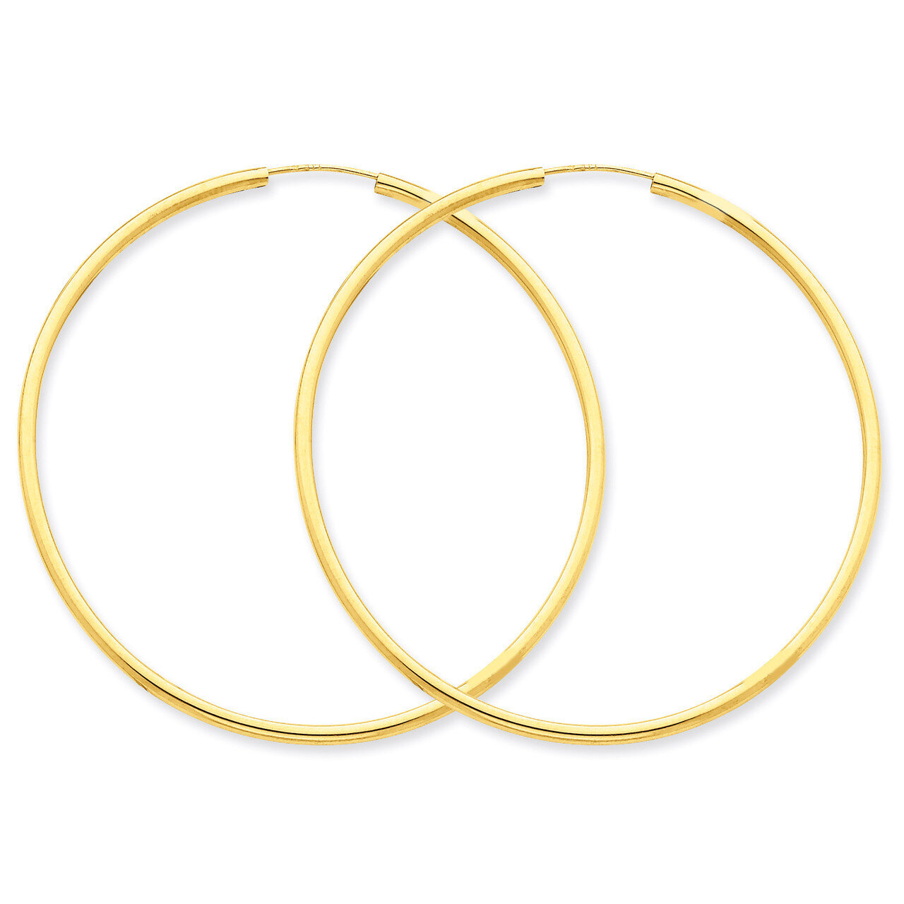 Round Endless 2mm Hoop Earrings 14k Gold Polished H987, MPN: H987, 883957900810