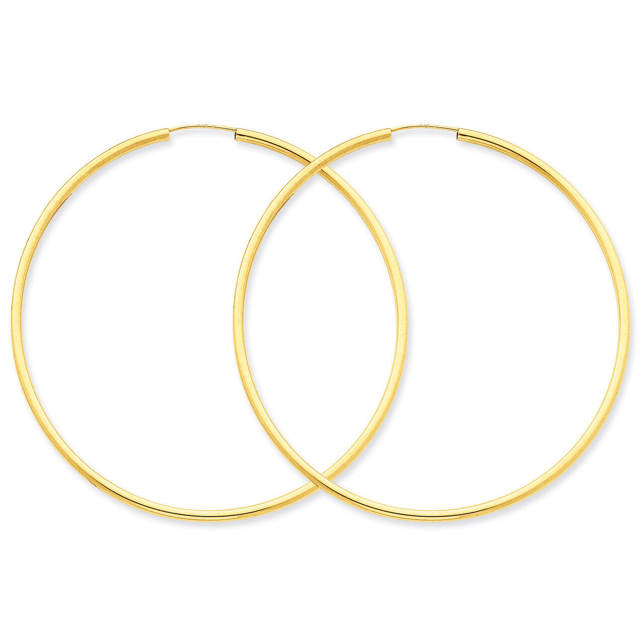 Round Endless 2mm Hoop Earrings 14k Gold Polished H988, MPN: H988, 883957900827
